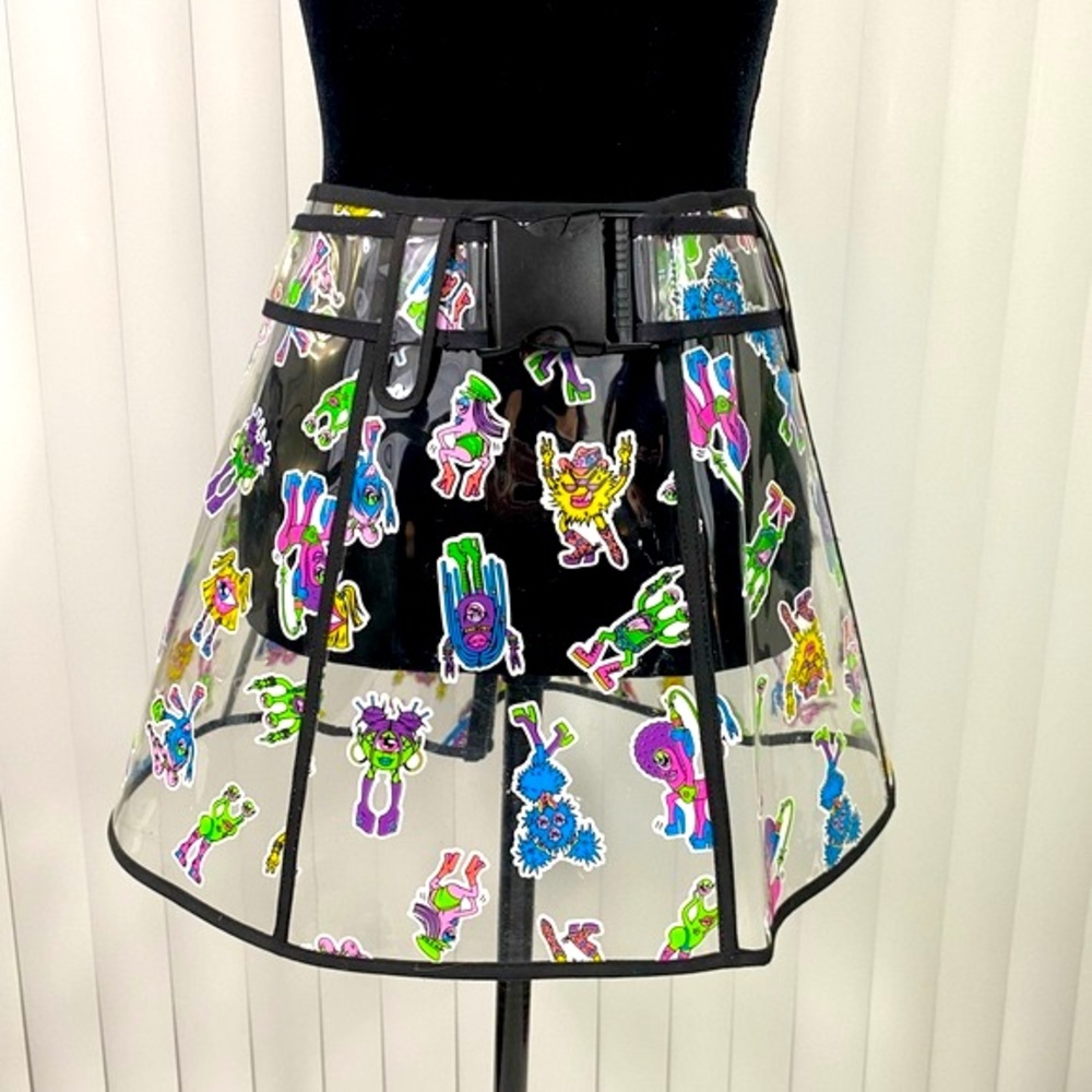 CLUB EXX Electro Terrestrial Monster Sticker PVC Vinyl Mini Skirt UV Glow Clear